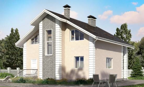150-002-П Проект двухэтажного дома с мансардой, гараж, компактный дом из блока Устюжна | Проекты домов от House Expert