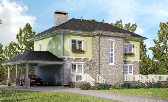 155-006-П Проект двухэтажного дома и гаражом, недорогой домик из газобетона Тотьма | Проекты домов от House Expert