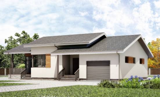 135-002-П Проект одноэтажного дома, гараж, классический домик из поризованных блоков Тотьма | Проекты одноэтажных домов от House Expert