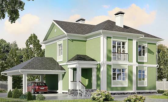 170-001-Л Проект двухэтажного дома, гараж, доступный домик из керамзитобетонных блоков Тотьма | Проекты домов от House Expert