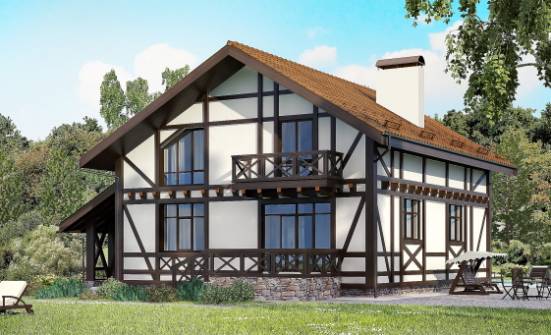 155-002-П Проект двухэтажного дома мансардой, гараж, небольшой домик из теплоблока Бабаево | Проекты домов от House Expert