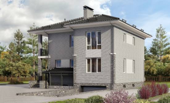 275-004-П Проект трехэтажного дома, гараж, современный коттедж из кирпича Вытегра | Проекты домов от House Expert
