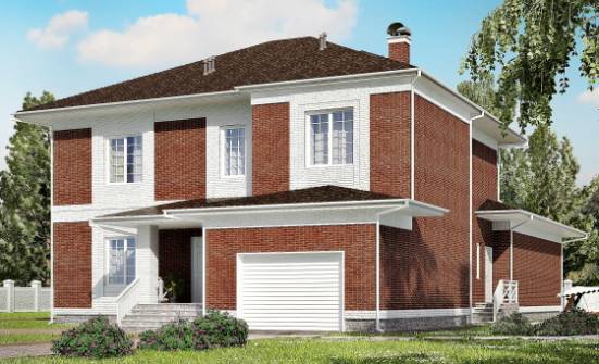 315-001-П Проект двухэтажного дома и гаражом, современный коттедж из кирпича Устюжна | Проекты домов от House Expert