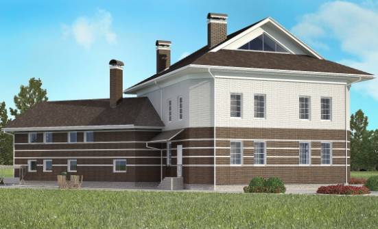 410-001-П Проект двухэтажного дома и гаражом, большой коттедж из кирпича Бабаево | Проекты домов от House Expert