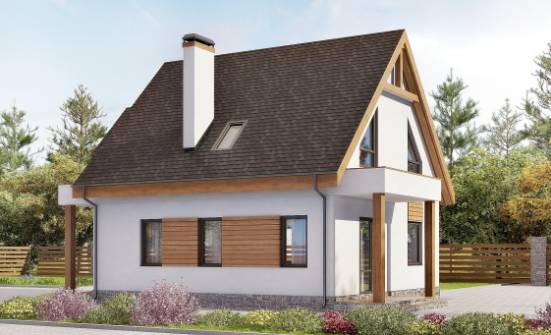 120-005-П Проект двухэтажного дома с мансардой и гаражом, доступный домик из газобетона Вытегра | Проекты домов от House Expert