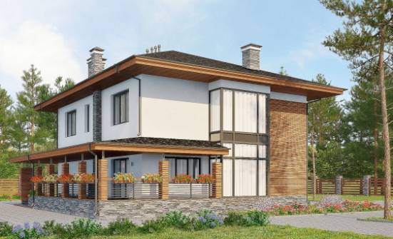 305-001-П Проект двухэтажного дома, гараж, просторный домик из твинблока Тотьма | Проекты домов от House Expert