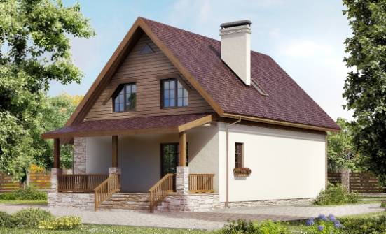 140-001-П Проект двухэтажного дома мансардой, бюджетный домик из бризолита Великий Устюг | Проекты домов от House Expert