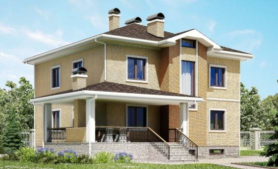 350-002-Л Проект трехэтажного дома, гараж, классический загородный дом из кирпича Вологда | Проекты домов от House Expert