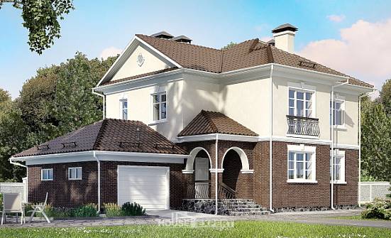 190-002-Л Проект двухэтажного дома, гараж, красивый домик из твинблока Великий Устюг | Проекты домов от House Expert