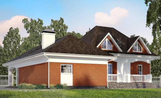 180-007-П Проект двухэтажного дома с мансардой и гаражом, небольшой загородный дом из поризованных блоков Бабаево | Проекты домов от House Expert