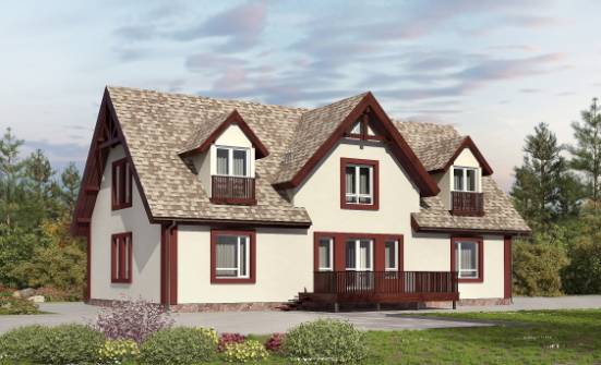 300-008-Л Проект двухэтажного дома с мансардой и гаражом, уютный дом из бризолита Вологда | Проекты домов от House Expert