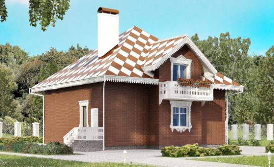 155-003-Л Проект двухэтажного дома с мансардой и гаражом, красивый домик из теплоблока Вытегра | Проекты домов от House Expert
