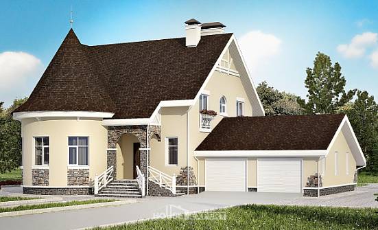 275-001-Л Проект двухэтажного дома с мансардой, гараж, большой дом из кирпича Вытегра | Проекты домов от House Expert