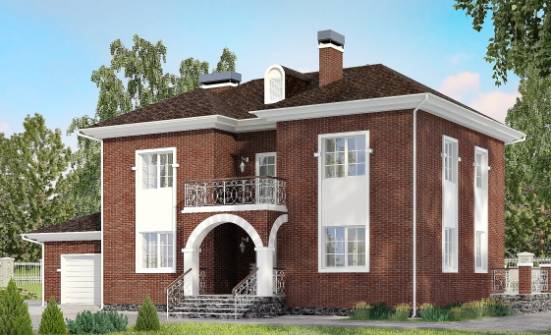 180-006-Л Проект двухэтажного дома, гараж, простой загородный дом из кирпича Тотьма | Проекты домов от House Expert