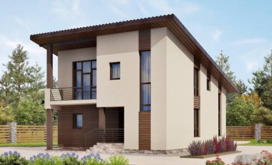 140-005-Л Проект двухэтажного дома с мансардой, доступный коттедж из поризованных блоков Череповец | Проекты домов от House Expert