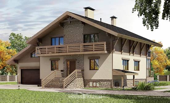 420-001-Л Проект трехэтажного дома с мансардой и гаражом, большой коттедж из кирпича Устюжна | Проекты домов от House Expert