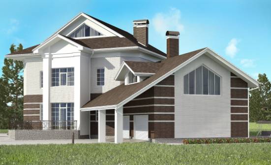 410-001-П Проект двухэтажного дома и гаражом, большой коттедж из кирпича Бабаево | Проекты домов от House Expert