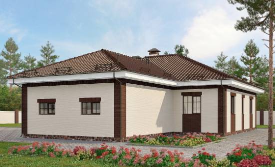 160-015-П Проект одноэтажного дома и гаражом, простой коттедж из теплоблока Вологда | Проекты домов от House Expert