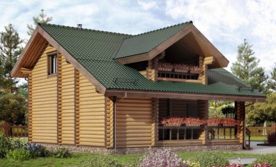 110-005-П Проект двухэтажного дома с мансардным этажом, уютный дом из бревен Бабаево | Проекты домов от House Expert
