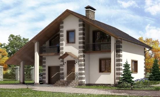 150-003-Л Проект двухэтажного дома с мансардным этажом, гараж, классический дом из дерева Тотьма | Проекты домов от House Expert