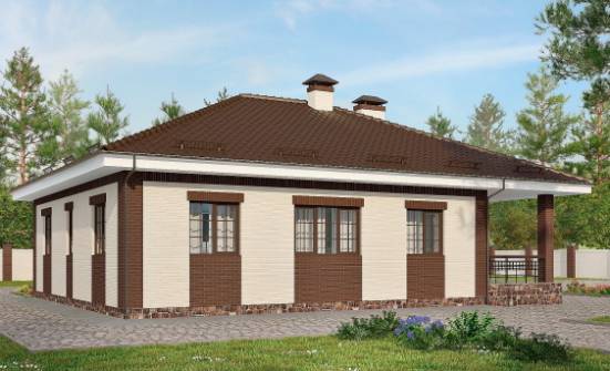 160-015-П Проект одноэтажного дома и гаражом, простой коттедж из теплоблока Вологда | Проекты домов от House Expert