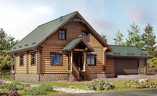 270-002-П Проект двухэтажного дома с мансардой, гараж, уютный дом из дерева Вытегра | Проекты домов от House Expert
