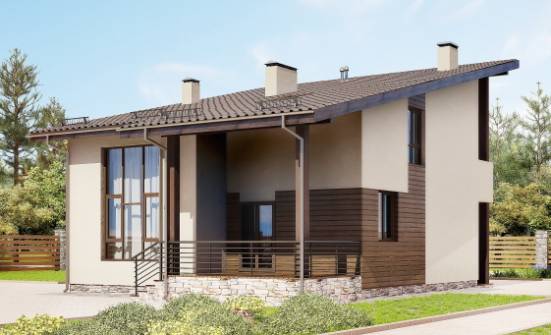 140-005-Л Проект двухэтажного дома с мансардой, доступный коттедж из поризованных блоков Череповец | Проекты домов от House Expert