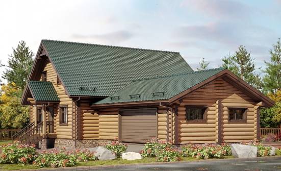 270-002-П Проект двухэтажного дома с мансардой, гараж, уютный дом из дерева Вытегра | Проекты домов от House Expert