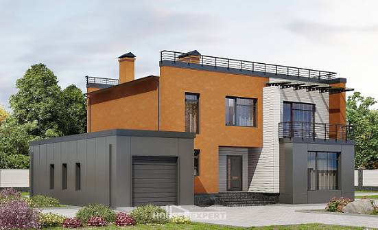 260-002-Л Проект двухэтажного дома и гаражом, просторный домик из арболита Вытегра | Проекты домов от House Expert