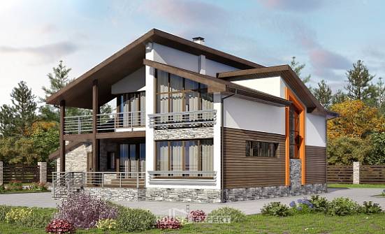 240-004-П Проект двухэтажного дома с мансардой и гаражом, современный домик из твинблока Бабаево | Проекты домов от House Expert