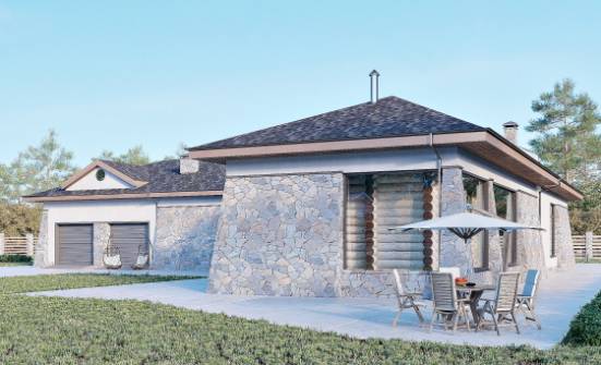 280-004-Л Проект одноэтажного дома, гараж, уютный загородный дом из бризолита Тотьма | Проекты домов от House Expert