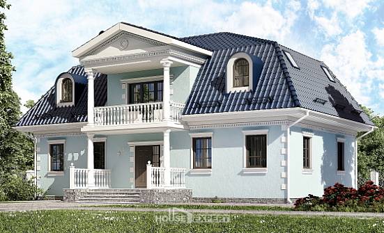 210-004-Л Проект двухэтажного дома мансардный этаж, классический загородный дом из арболита Великий Устюг | Проекты домов от House Expert