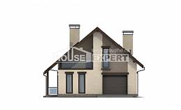 185-005-Л Проект двухэтажного дома с мансардным этажом, гараж, классический загородный дом из теплоблока, Великий Устюг