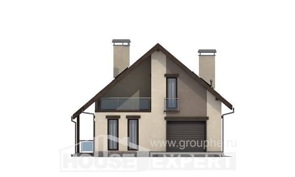 185-005-Л Проект двухэтажного дома с мансардным этажом, гараж, классический загородный дом из теплоблока, Великий Устюг