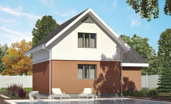 120-002-Л Проект двухэтажного дома мансардой, гараж, небольшой дом из пеноблока Устюжна | Проекты домов от House Expert
