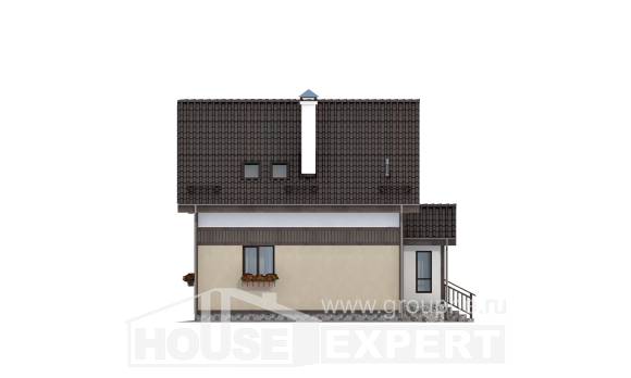 105-001-П Проект двухэтажного дома мансардой, экономичный домик из блока, Вытегра