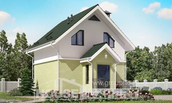 070-001-П Проект двухэтажного дома мансардой, миниатюрный домик из поризованных блоков, Бабаево