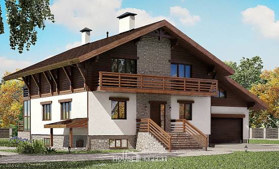 420-001-П Проект трехэтажного дома мансардный этаж и гаражом, красивый дом из кирпича, Устюжна