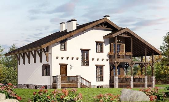 400-004-П Проект трехэтажного дома с мансардой, гараж, современный дом из кирпича, Тотьма