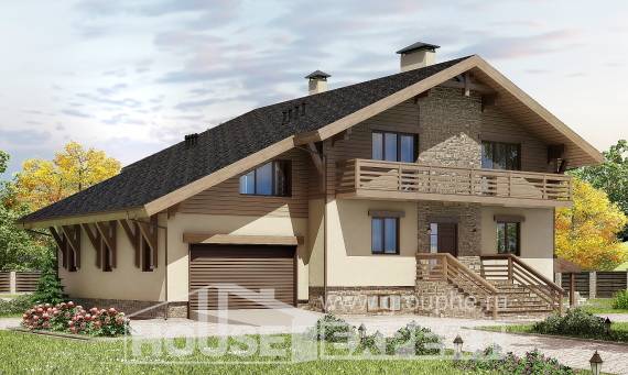 420-001-Л Проект трехэтажного дома мансардный этаж и гаражом, уютный домик из кирпича, Вытегра