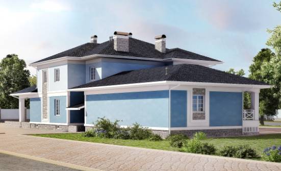 620-001-П Проект трехэтажного дома и гаражом, огромный загородный дом из твинблока, Великий Устюг