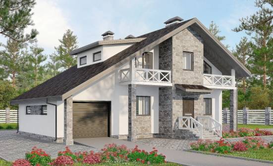 180-017-Л Проект двухэтажного дома с мансардой, гараж, уютный загородный дом из поризованных блоков, Устюжна