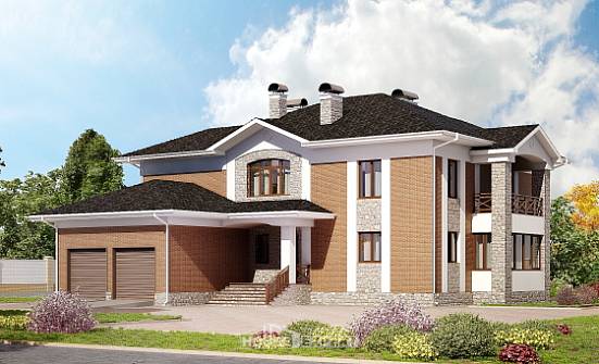 520-002-Л Проект трехэтажного дома и гаражом, современный загородный дом из теплоблока, Великий Устюг