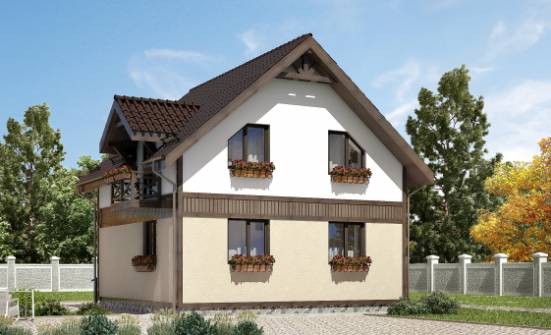 105-001-П Проект двухэтажного дома мансардой, красивый домик из теплоблока, Вытегра