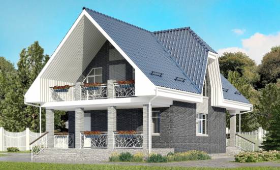 125-002-Л Проект двухэтажного дома с мансардным этажом, гараж, доступный домик из поризованных блоков Вытегра | Проекты домов от House Expert