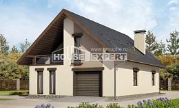 185-005-Л Проект двухэтажного дома мансардой, гараж, уютный загородный дом из арболита, Вытегра