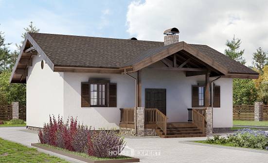 090-002-П Проект одноэтажного дома, скромный загородный дом из кирпича, Череповец