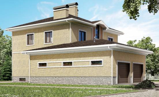 350-002-Л Проект трехэтажного дома и гаражом, современный коттедж из кирпича, Устюжна