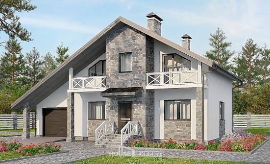 180-017-Л Проект двухэтажного дома с мансардой, гараж, уютный загородный дом из поризованных блоков, Устюжна