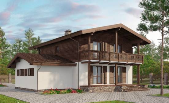 180-018-Л Проект двухэтажного дома с мансардой и гаражом, классический загородный дом из твинблока, Бабаево